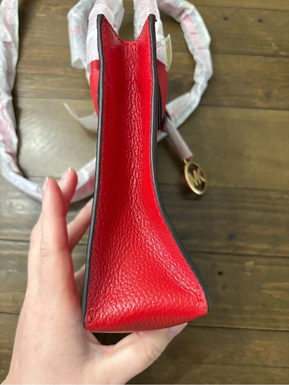 Michael Kors Mercer Extra Small Shopper Crossbody in “Flame”